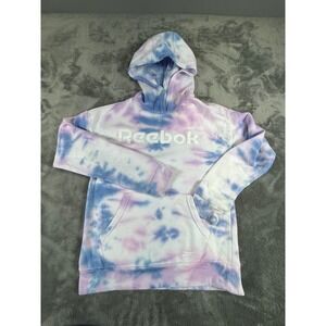 Reebok Tie Dye Hoodie Sweatshirt Pullover Blue Pink White Youth Size 12